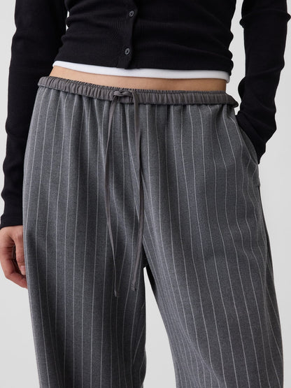 Gri Brushed Twill Easy Wide-leg Pantolon