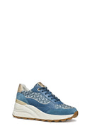 Geox Kadın Mavi D Spherica Ec13 A - Nap + Emb.te Bağcıklı Dolgu Topuklu Sneaker