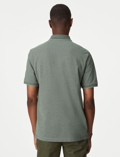 Saf Pamuklu Kısa Kollu Polo Yaka T-shirt