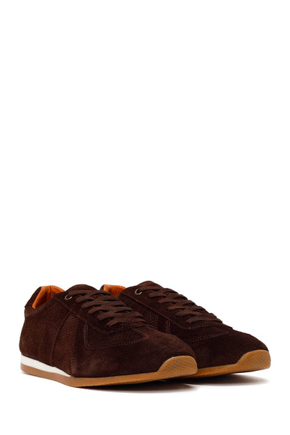Erkek Kahverengi Bağcıklı Süet Deri Sneaker