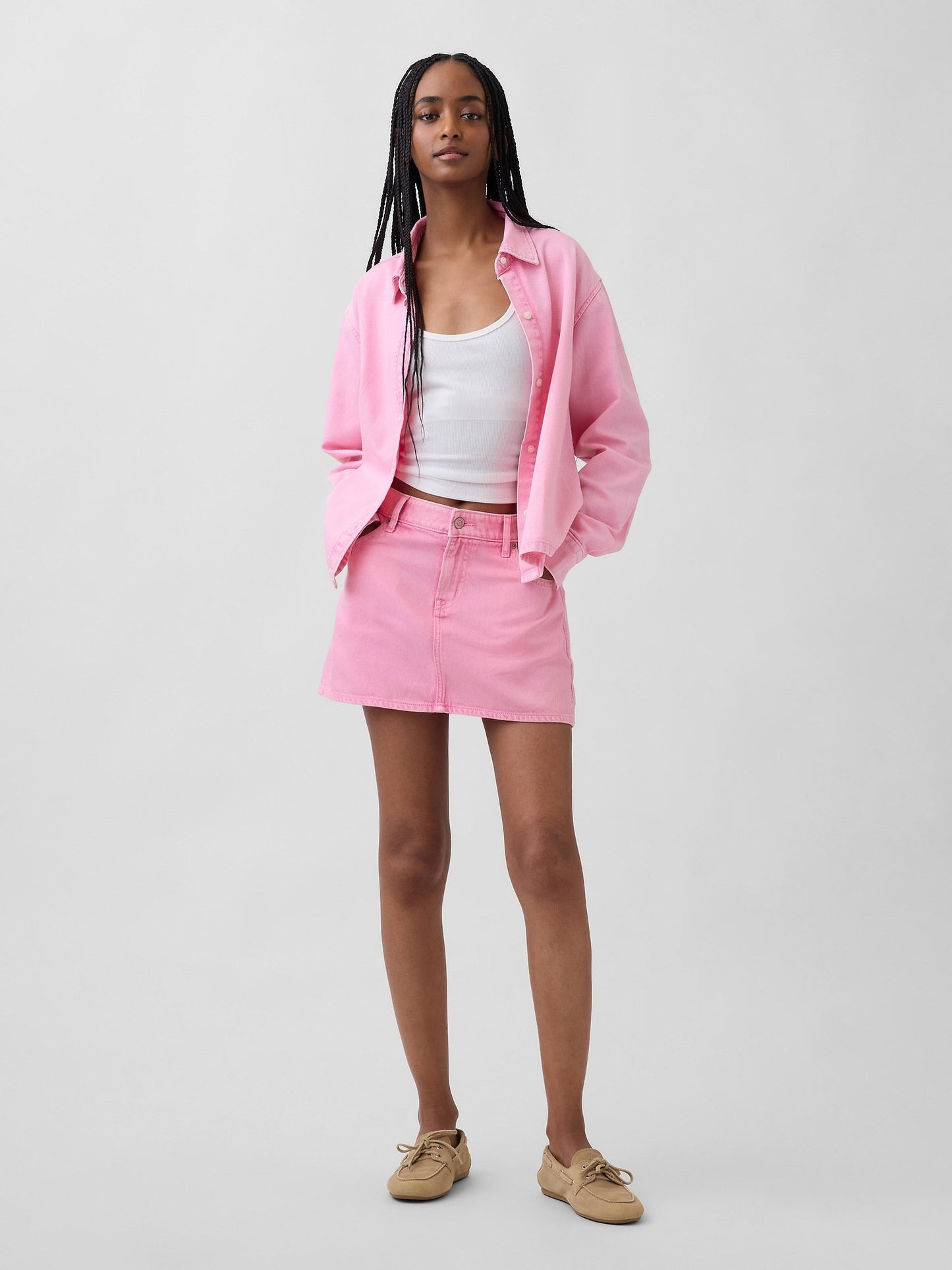 Pembe Ultrasoft Denim Mini Etek