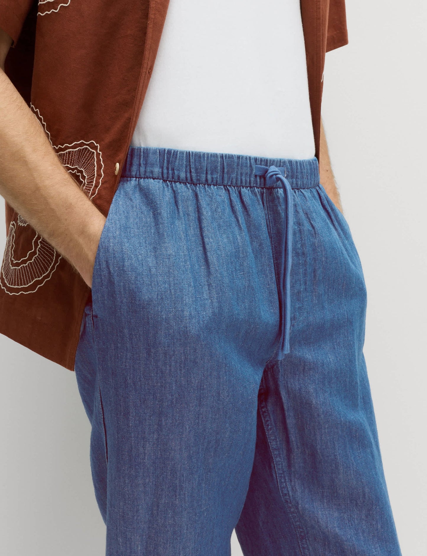 Loose Fit Keten Karışımlı Pantolon