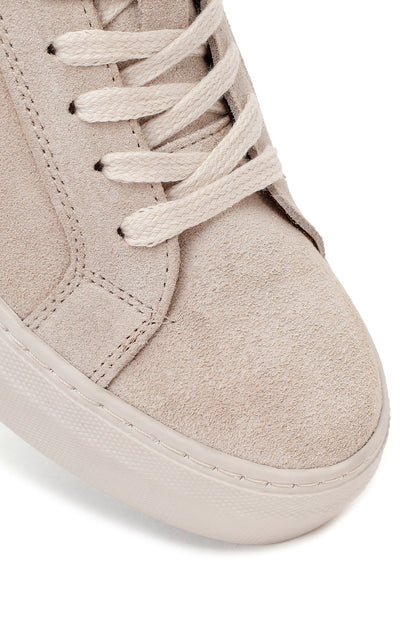 Kadın Bej Bağcıklı Süet Deri Sneaker