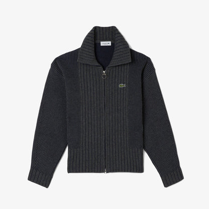 Lacoste Kadın Relaxed Fit Fermuarlı Gri Hırka