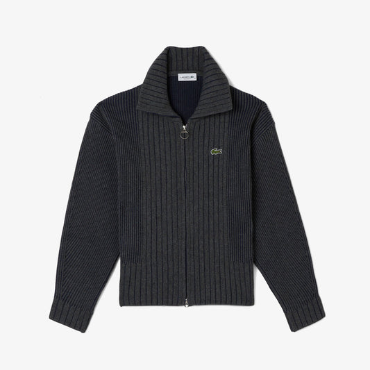 Lacoste Kadın Relaxed Fit Fermuarlı Gri Hırka