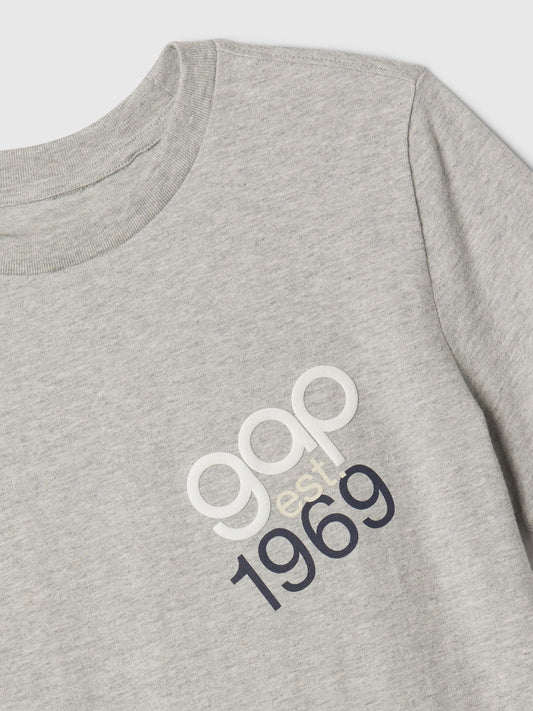 Gri Gap Logo Grafikli T-Shirt