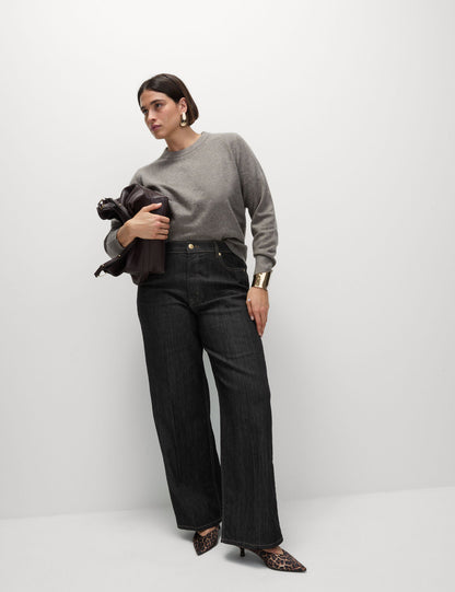 Yüksek Bel Wide Leg Jean Pantolon