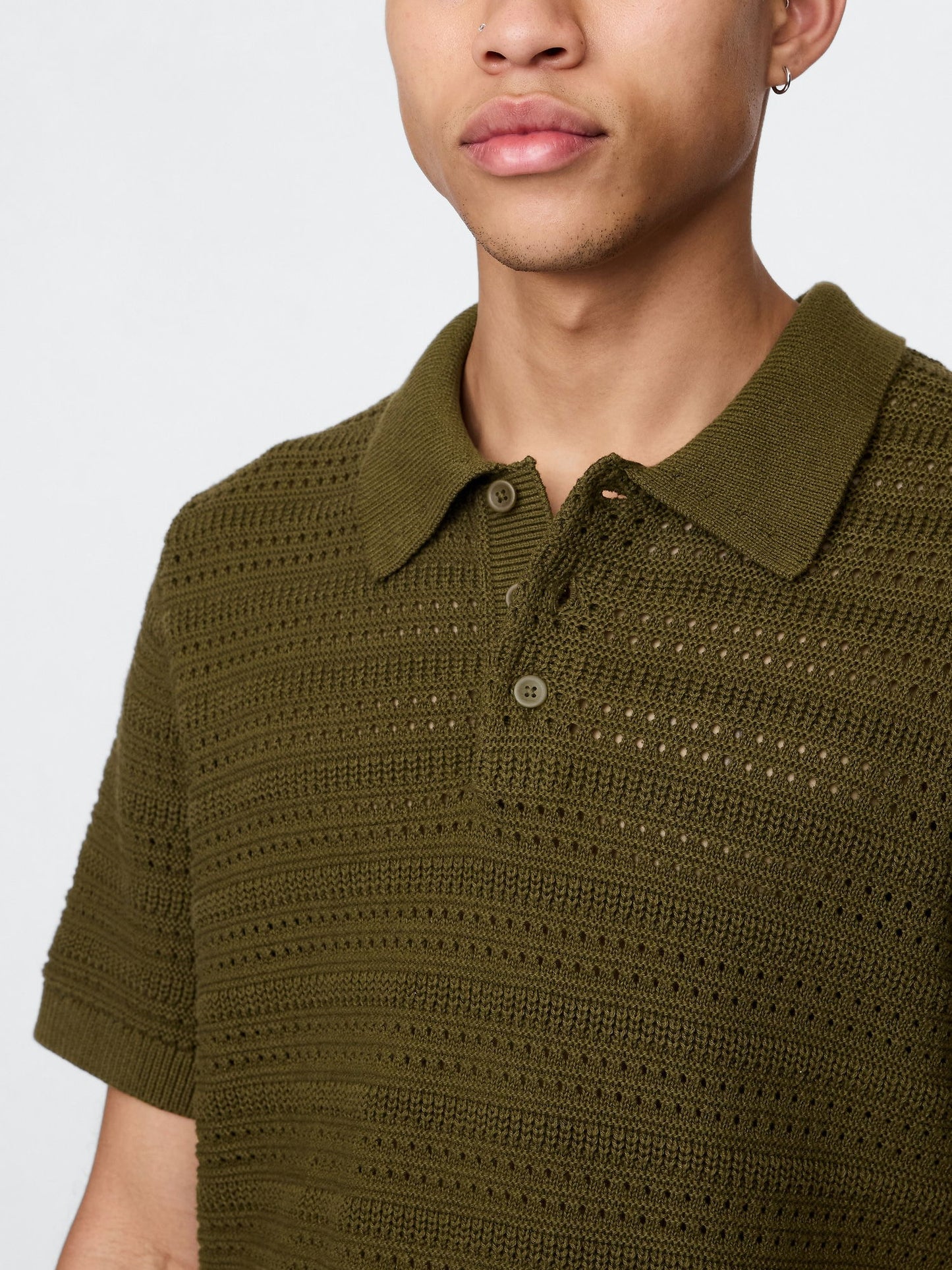 Haki Örgü Polo T-shirt