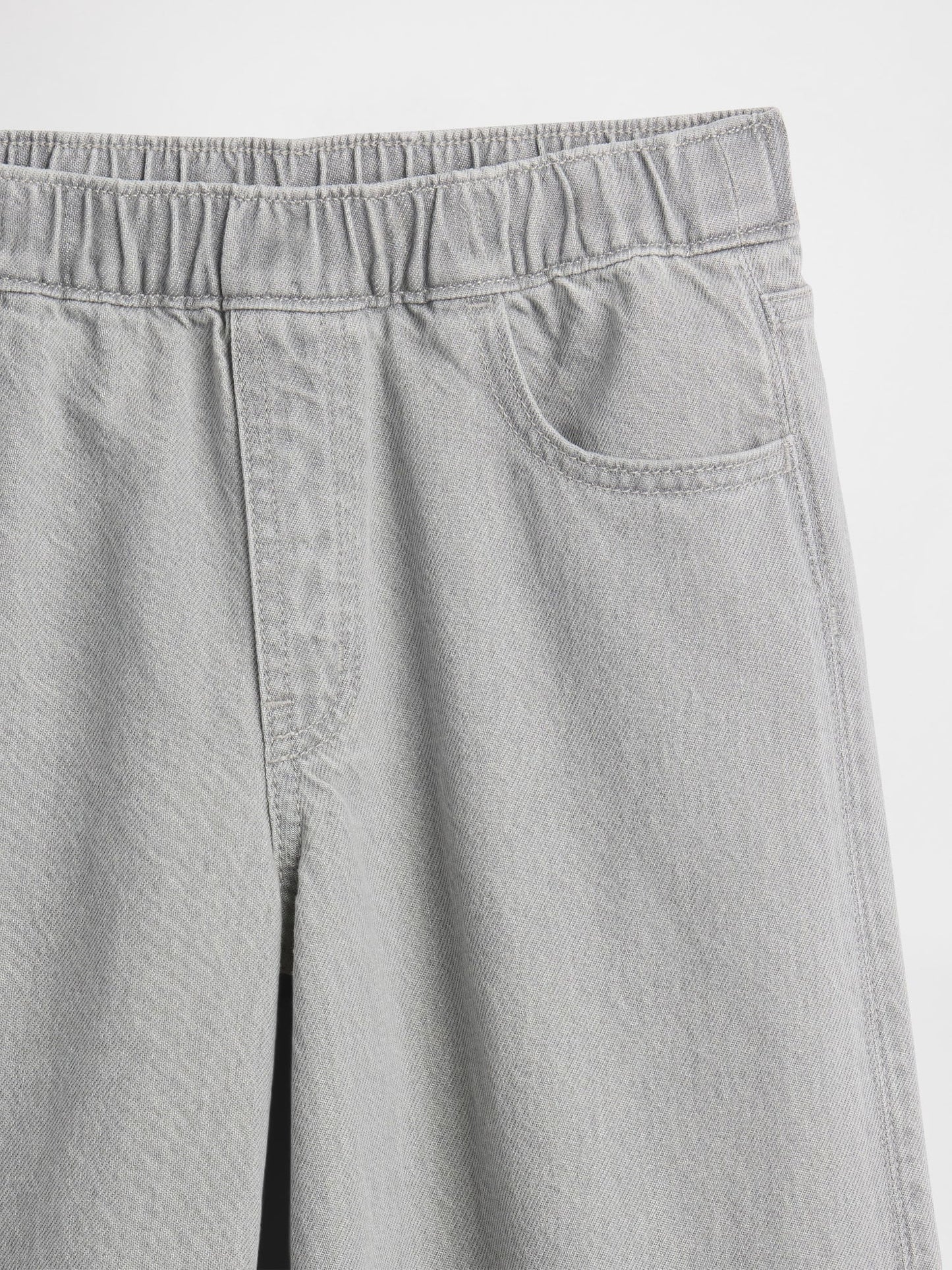 Gri Kids Düşük Bel Fiyonk Yırtmaçlı Baggy Jean Pantolon