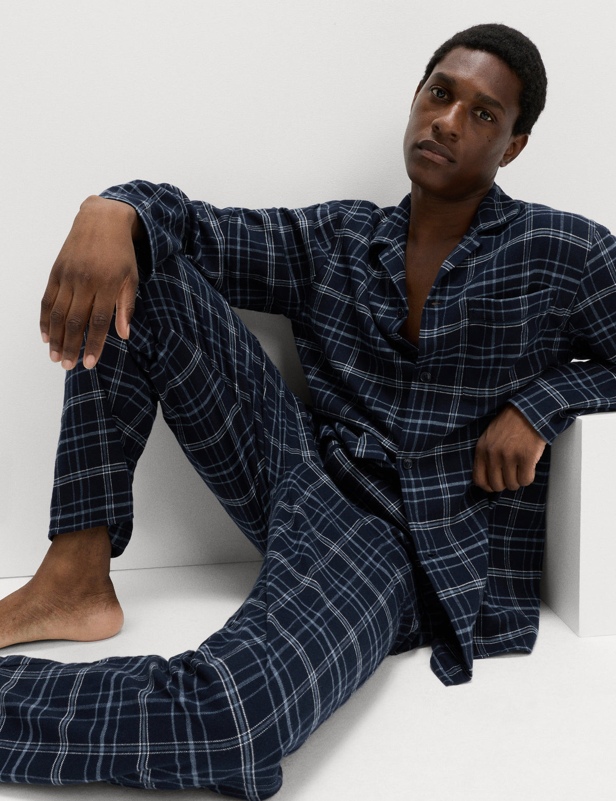 Saf Pamuklu Kareli Pijama Takımı