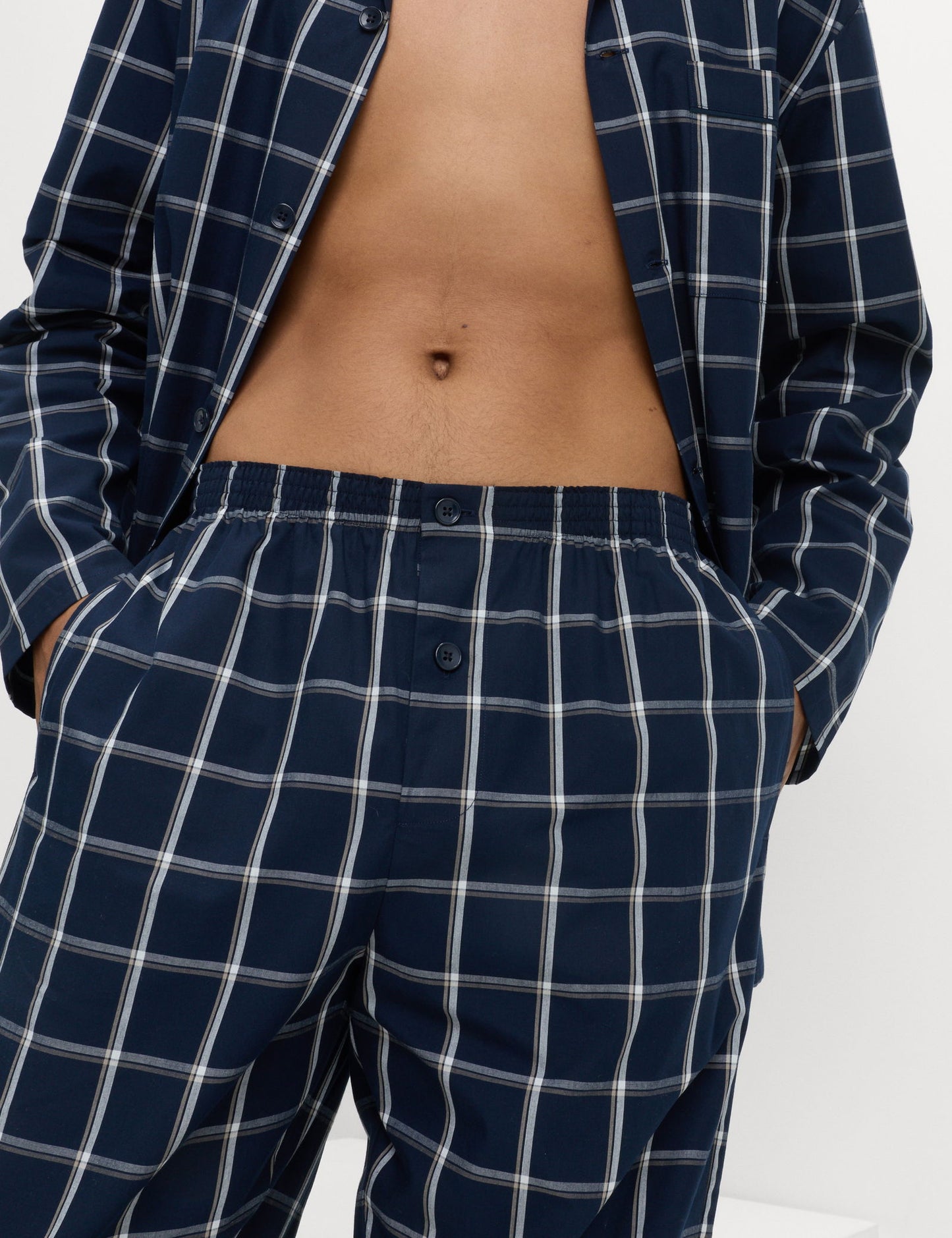 Saf Pamuklu Kareli Pijama Takımı