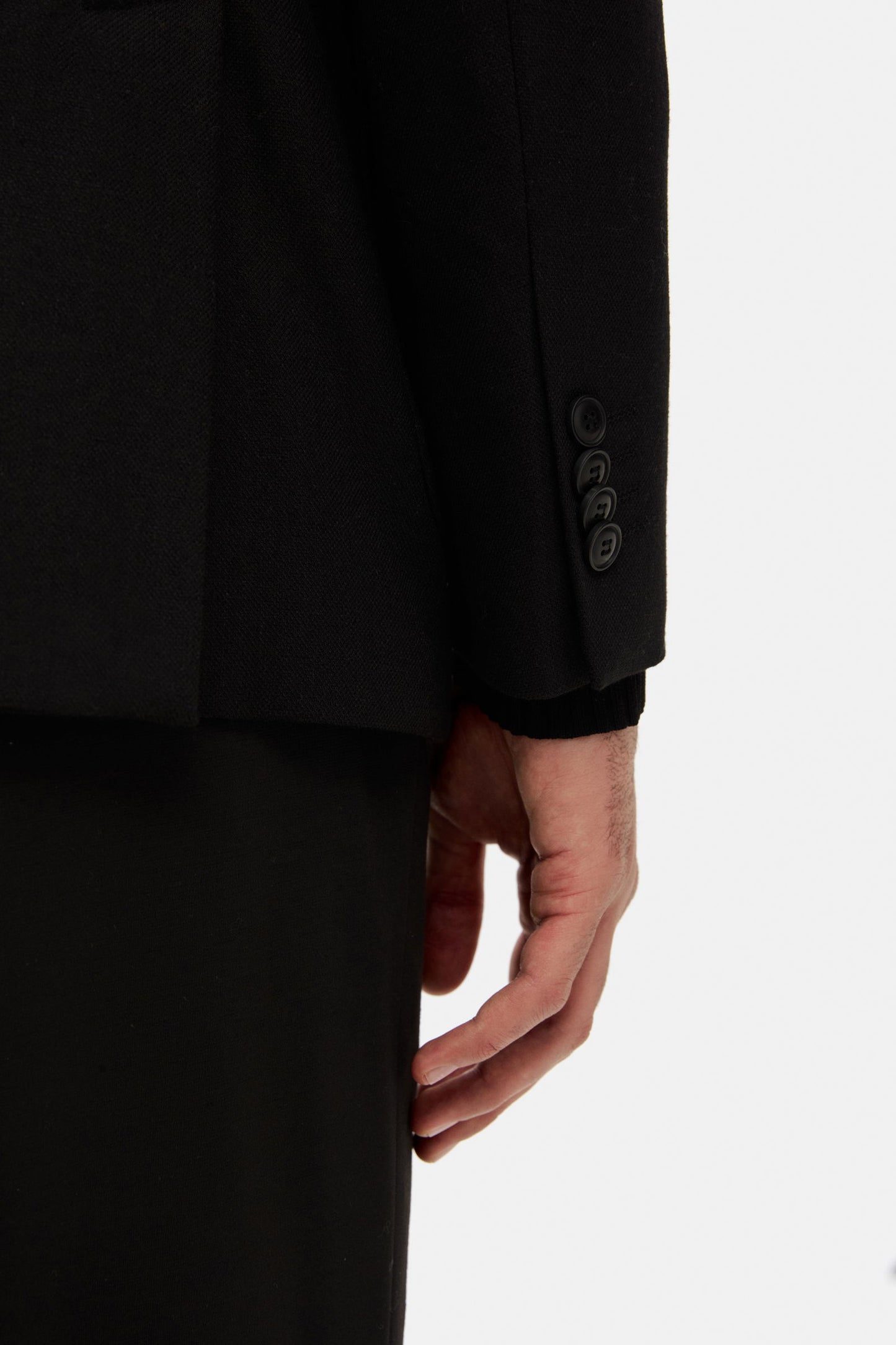 Tween Slim Fit Siyah Diyogonal Kumaş Ceket