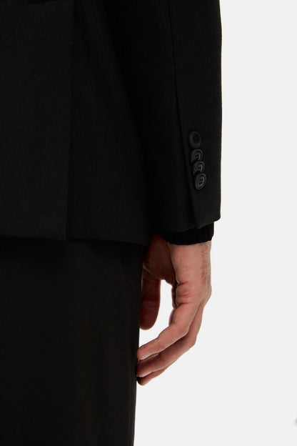 Tween Slim Fit Siyah Diyogonal Kumaş Ceket