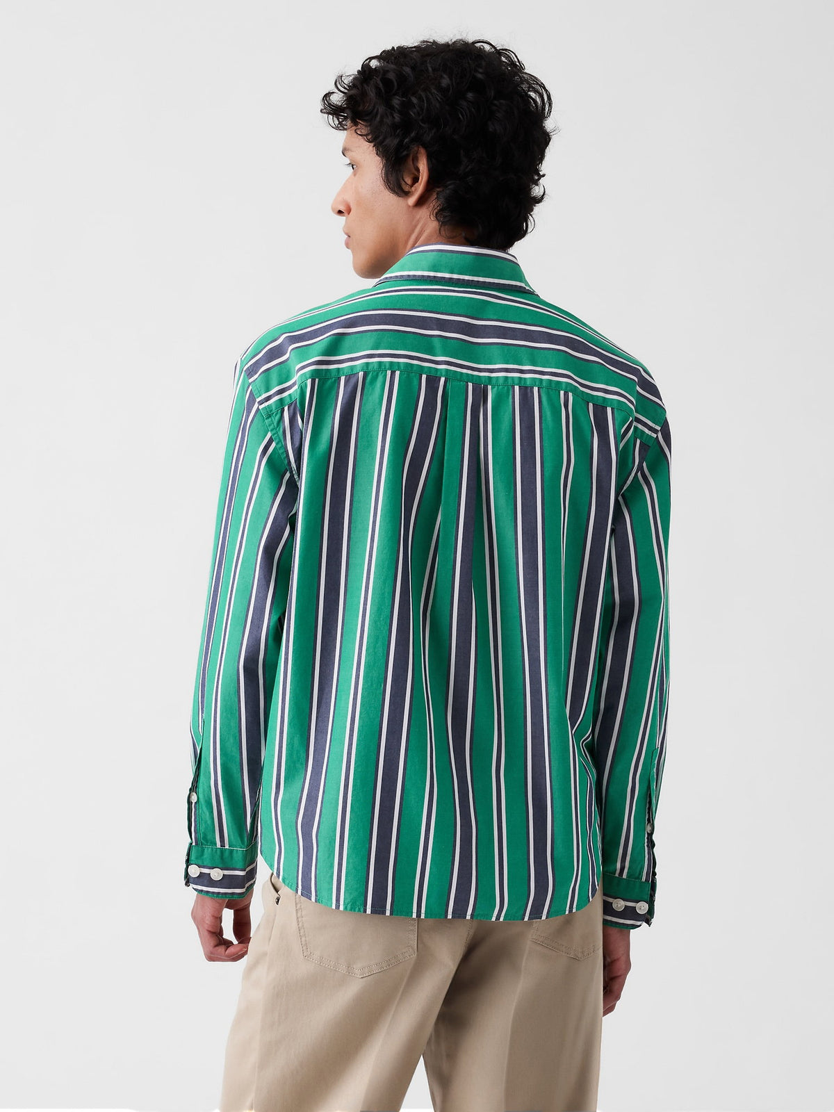 Yeşil Gap × Malbon Poplin Çizgili Gömlek