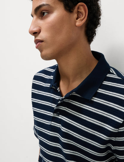 Pamuklu Çizgili Polo Yaka T-shirt