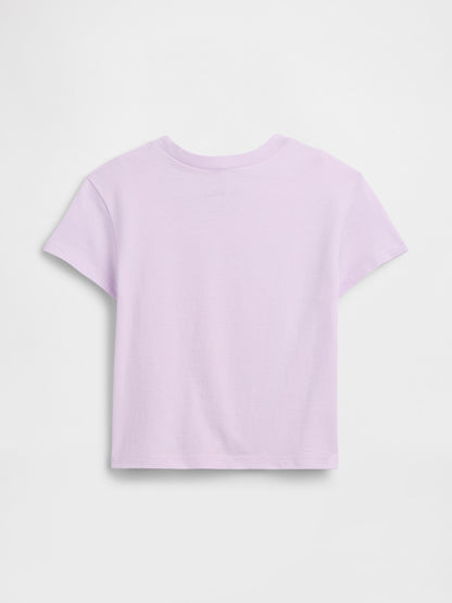 Lila Grafik Baskılı T-shirt