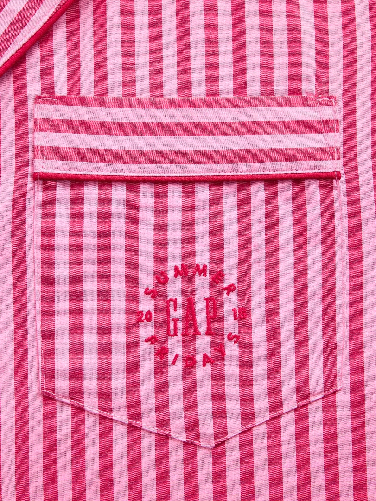 Kırmızı Gap × Summer Fridays Relaxed Poplin Çizgili Pijama Üstü