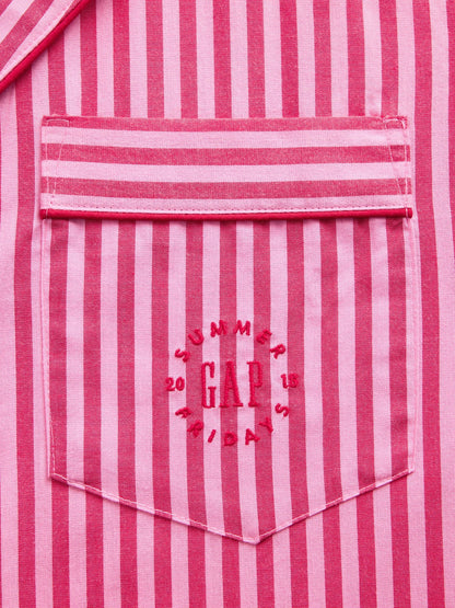 Kırmızı Gap × Summer Fridays Relaxed Poplin Çizgili Pijama Üstü