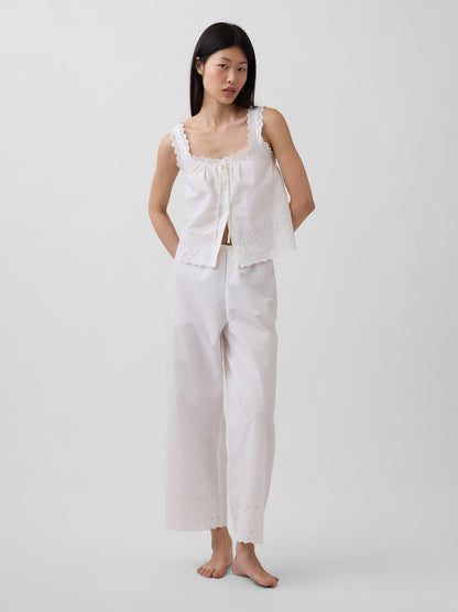 Beyaz Dantel Işlemeli Pijama Altı