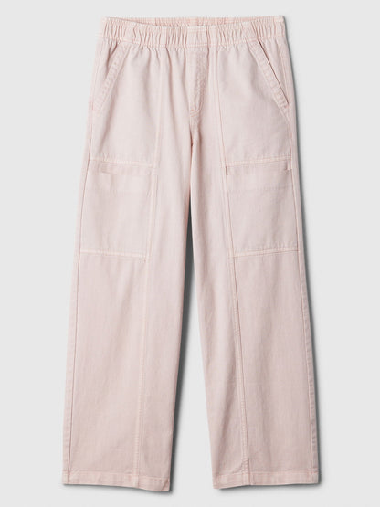 Açık Pembe Pull-on Wide Leg Jean Pantolon