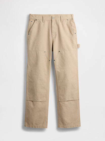 Bej '90s Loose Kanvas Double-knee Carpenter Pantolon