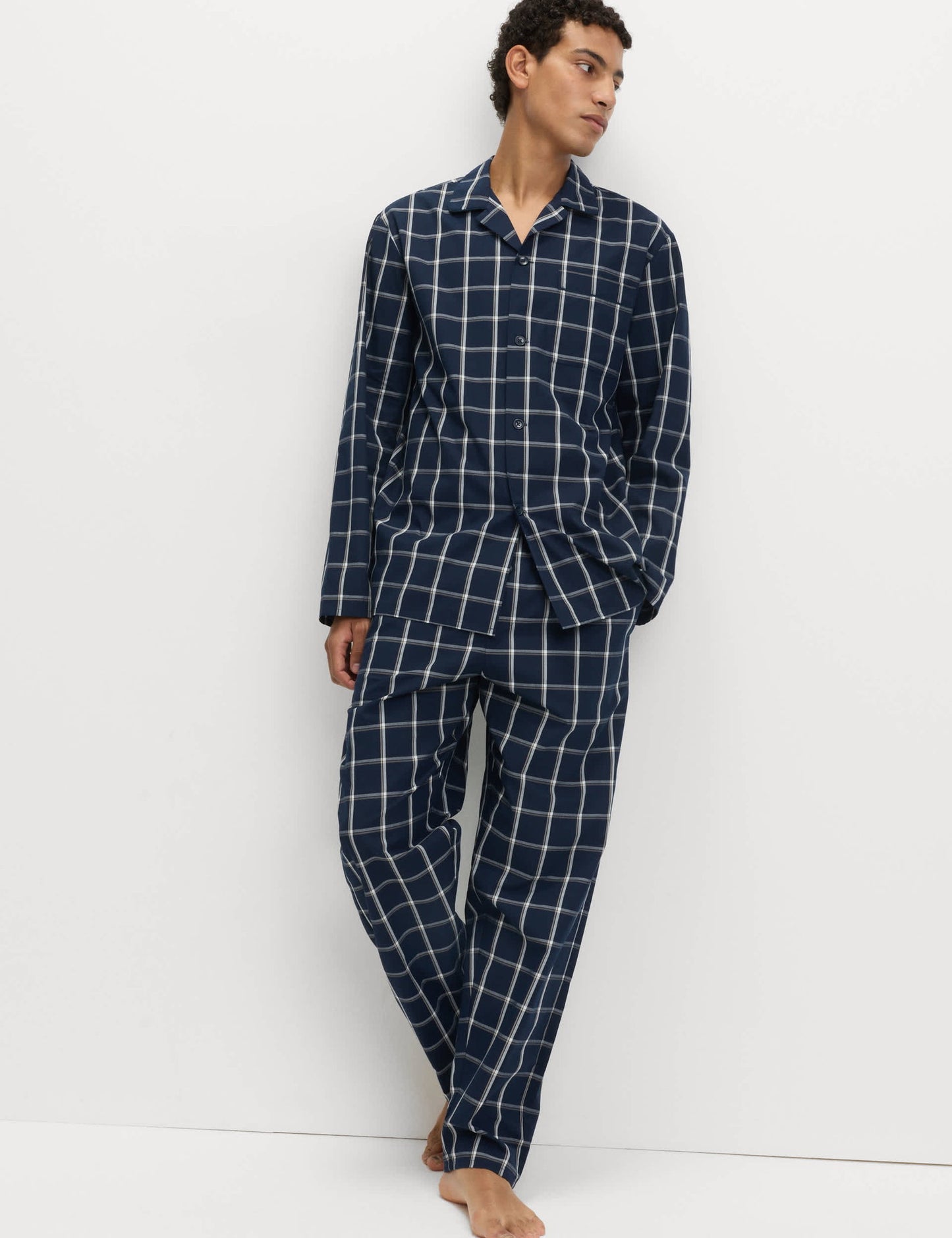 Saf Pamuklu Kareli Pijama Takımı