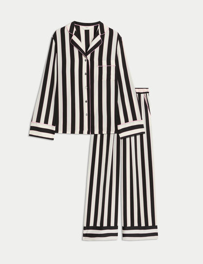 Saten Çizgili Pijama Takımı