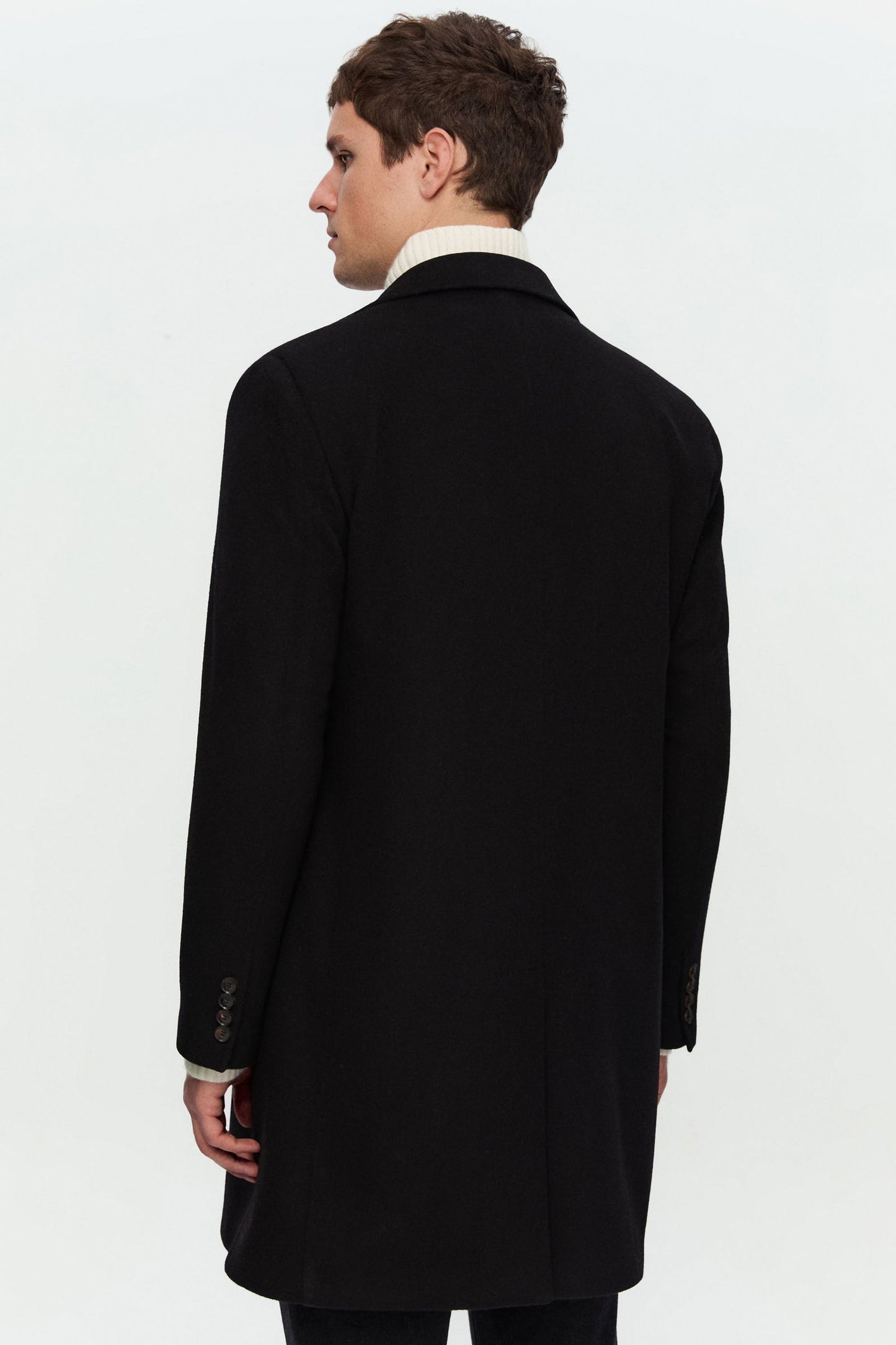 Damat Slim Fit Siyah Düz Palto