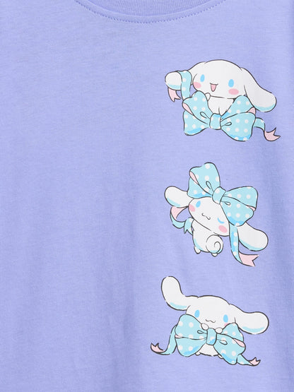 Lila Grafik Baskılı T-shirt