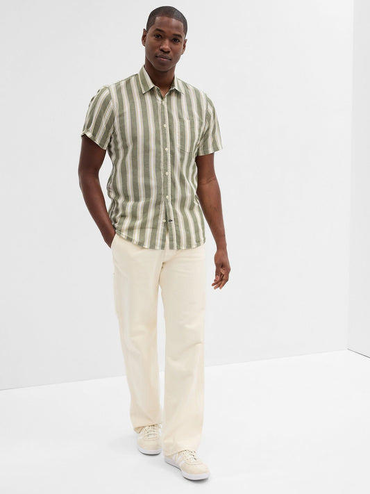 Yeşil Stretch Poplin Slim Fit Gömlek