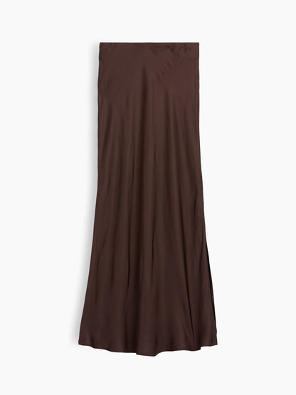 Koyu Kahverengi Maxi Slip Etek
