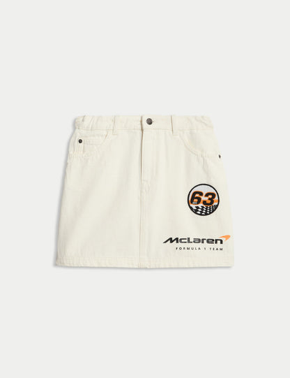 Mclaren:trade_mark: F1 Takımı Temalı %100 Pamuklu Denim Mini Etek (2–16 Yaş)
