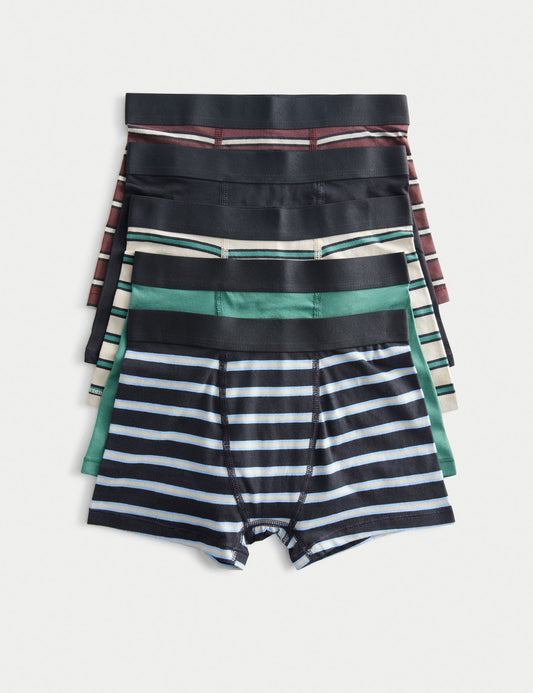 Pamuklu Çizgili 5’li Trunks (5–16 Yaş)