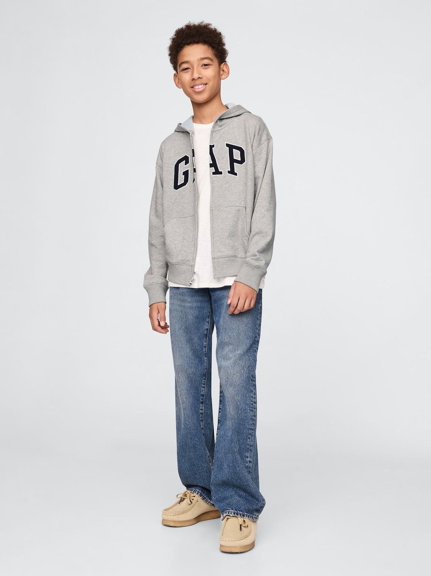 Gri Gap Logo Relaxed Fermuarlı Sweatshirt