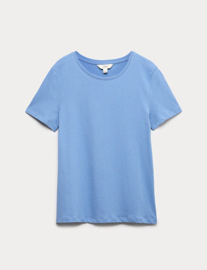 Saf Pamuklu Yuvarlak Yaka T-shirt
