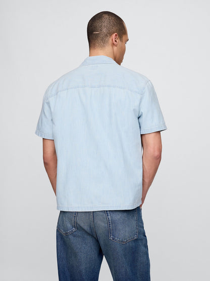 Açık Mavi Relaxed Denim Gömlek