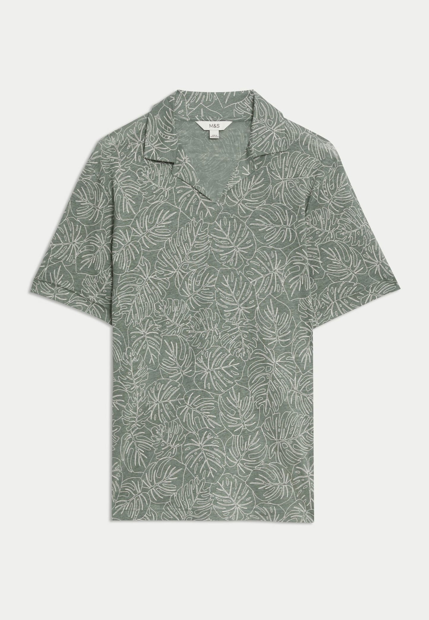 Kısa Kollu Saf Keten Polo Yaka T-shirt