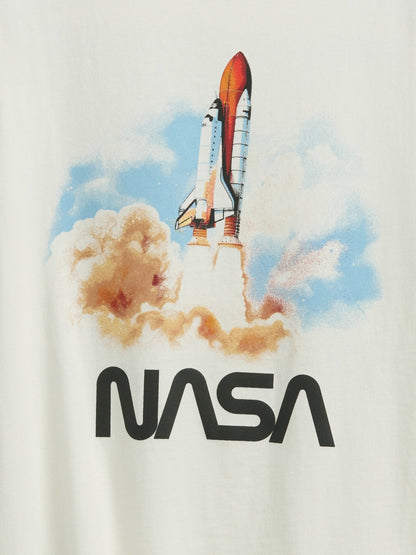 Beyaz Grafik Baskılı T-shirt