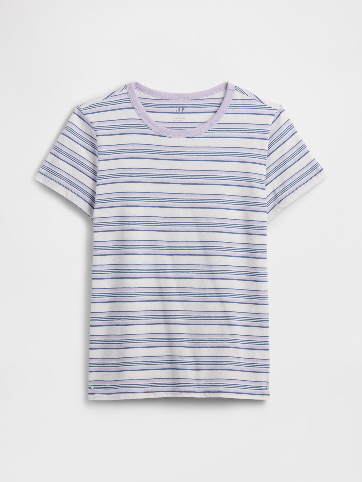 Mor Favorite Çizgili Bisiklet Yaka T-shirt