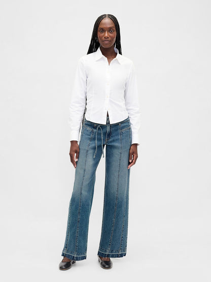 Açık Mavi Low Rise '90s Jean Pantolon