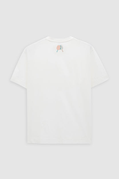 Tween Relaxed Fit Ekru Pickleball Koleksiyon %100 Merserize Pamuk T-shirt