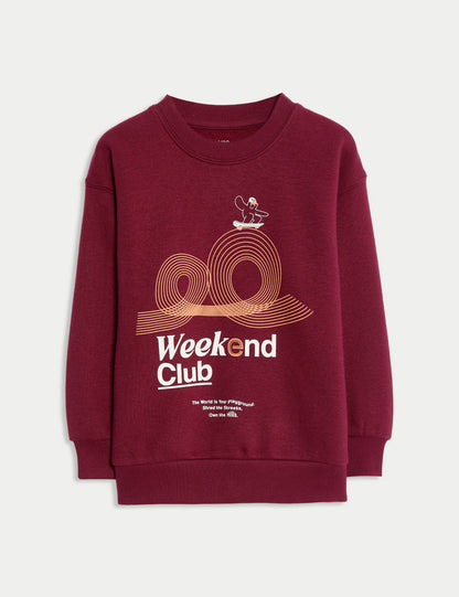 Saf Pamuklu Grafik Sweatshirt (2–8 Yaş)