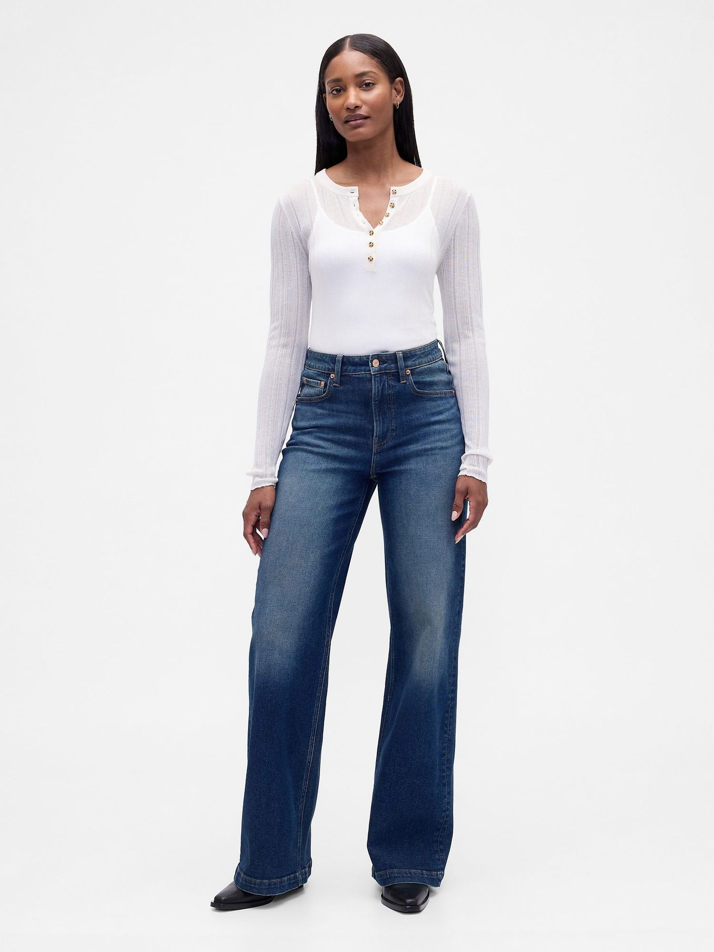 Mavi Curvy High Rise Stride Wide-leg Jean Pantolon