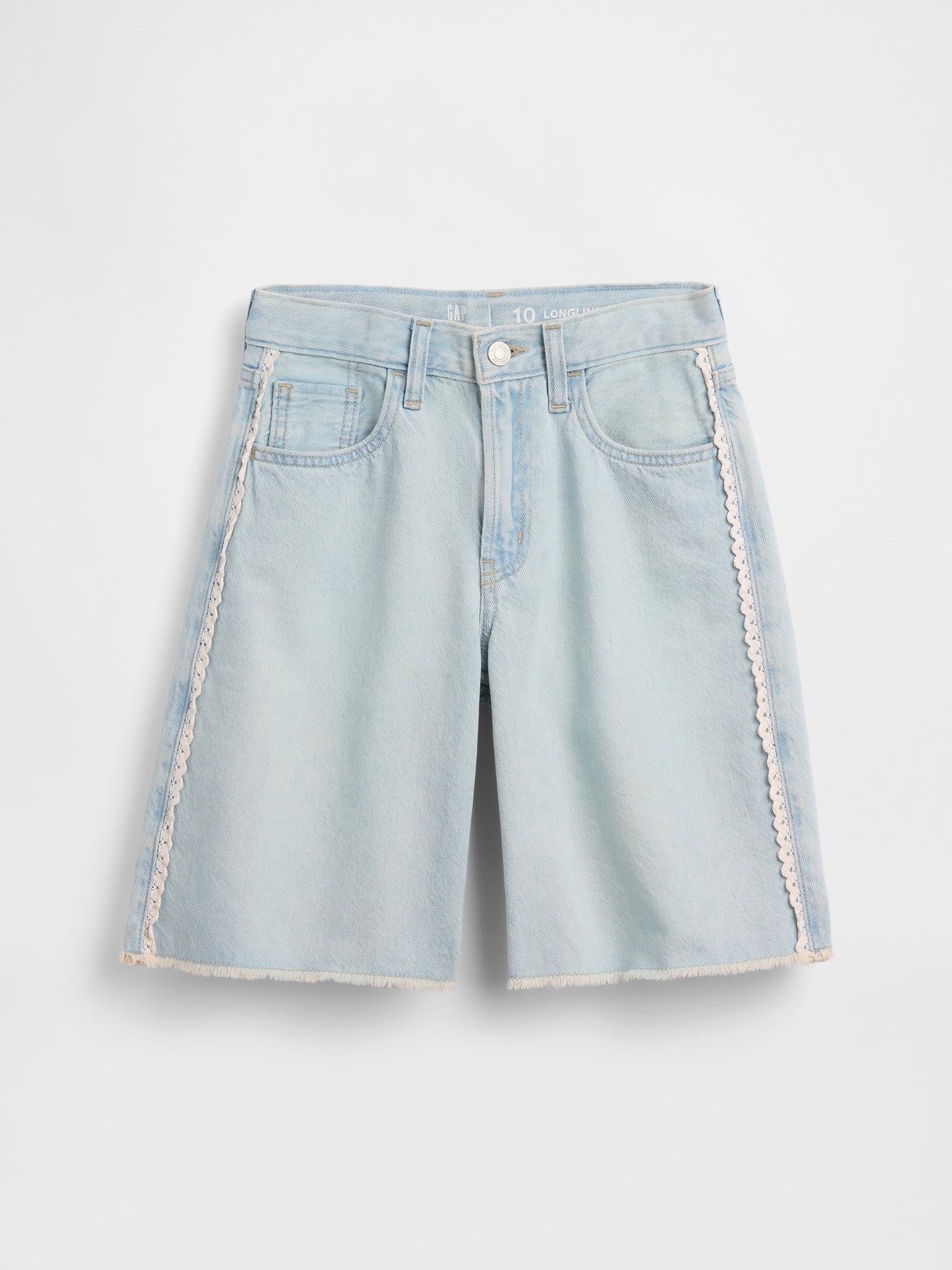 Açık Mavi Low Rise Longline Denim Şort