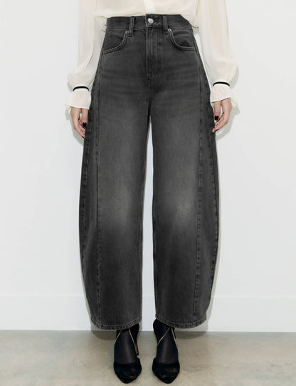 Saf Pamuklu Barrel Leg Jean Pantolon