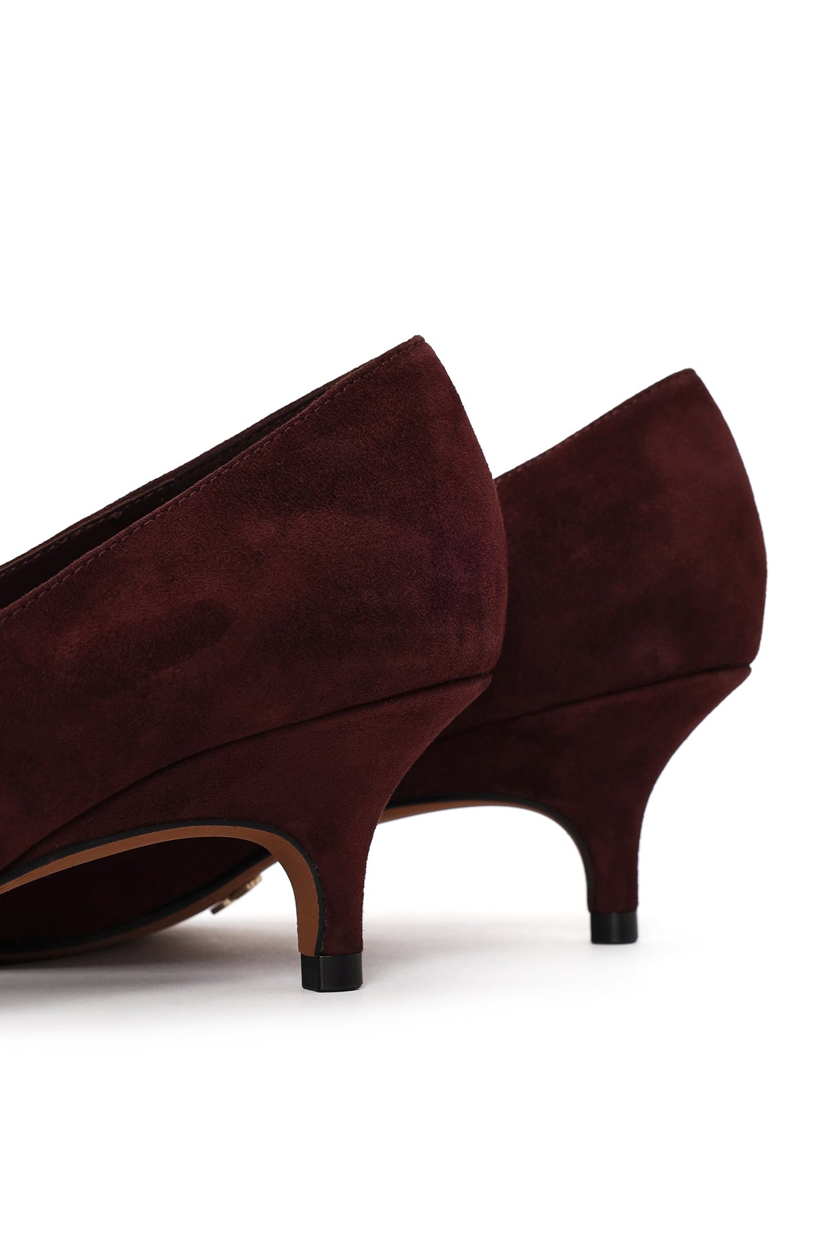 Kadın Bordo Kısa Ince Topuklu Süet Deri Stiletto