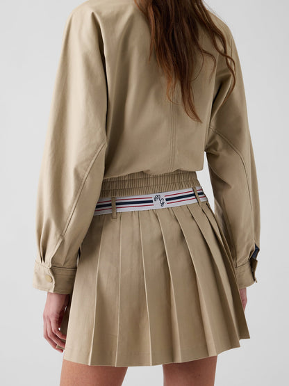 Bej Gap × Malbon Pileli Twill Mini Şort Etek