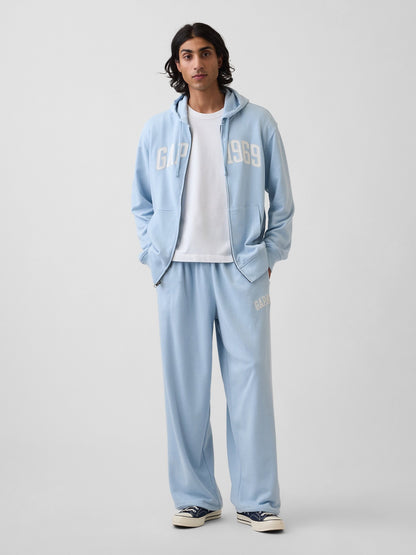 Açık Mavi Fransız Havlu Kumaş Relaxed Gap 1969 Logo Fermuarlı Sweatshirt