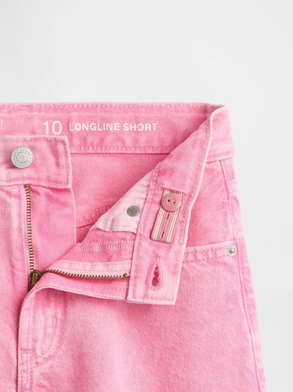 Pembe Kids Mid Rise Longline Denim Şortlar