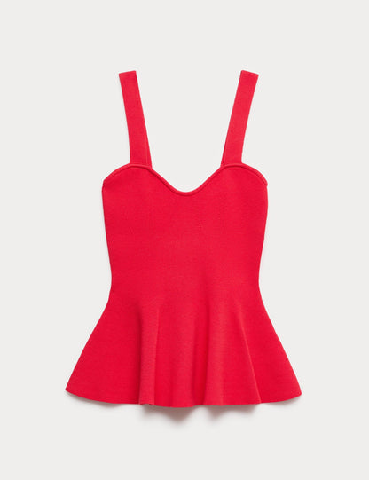 Fitilli Kalp Yaka Triko Bluz